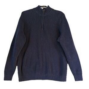 Duluth Trading Co Sweater Men's‎ Size XL Navy Heavy Duty Cotton 1/4 Zip Knit